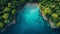 Aerial View of Windy River in Tasmania Wilderness Lake AI Generated