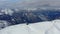Aerial view of winter alpine landscape.