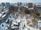 Aerial view on winter snowy Kharkiv water spring