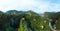 Aerial view. Work before water discharge, small flow. The Cascata delle Marmore is a the largest man-made waterfall. Terni in