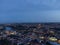 Aerial view of world famous skyline of Regensburg in Bavaria, Germany with cathedral and old town at night