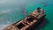 Aerial view of a wreck of a ship in the Atlantic ocean. Wreck of the Greek cargo ship: Telamon. Lanzarote, Canary Islands, Spain