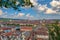 Aerial view of Wuerzburg cityscape from Marienberg Fortress