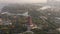 Aerial view of Xiamen Yuanbo Garden, with a Chinese traditional pagoda tower at dusk