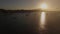 Aerial view of yachts in bay of Mauritius at sunset