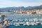 Aerial view of Yachts and boats in the Toulon port in Cote de Azur provence in sothern France.