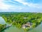 Aerial view Yangzhou Slender West Lake Yangzhou Slender West Lake scenic spot and Daming Temple, Jiangsu province, China