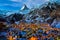 Aerial View on Zermatt Valley and Matterhorn Peak at Dawn