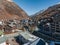 Aerial view on Zermatt Valley town and Matterhorn Peak in the background