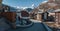 Aerial view on Zermatt Valley town and Matterhorn Peak in the background