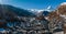 Aerial view on Zermatt Valley town and Matterhorn Peak in the background