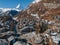 Aerial view on Zermatt Valley town and Matterhorn Peak in the background