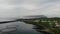 Aerial viewof the town in the Faroe Islands, a territory of Denmark in the Atlantic Ocean. Salmon production.