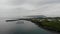 Aerial viewof the town in the Faroe Islands, a territory of Denmark in the Atlantic Ocean. Salmon production.