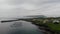 Aerial viewof the town in the Faroe Islands, a territory of Denmark in the Atlantic Ocean. Salmon production.