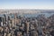 Aerial views from famous Empire State Building, NYC, USA