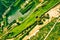 Aerial views of gardens and entrance of fort Jaigahr in Jaipur India