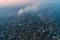 Aerial views of a heavily polluted urban area, concept of Unhealthy air