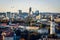 Aerial Vilnius city panorama with hot air balloons. Lithuania