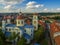 AERIAL. Vilnius, Lithuania: Orthodox Church and monastery of Holy Spirit,