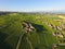 Aerial of Vineyard fields between Lausanne and Geneva, Switzer