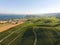 Aerial of Vineyard fields between Lausanne and Geneva, Switzer