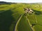 Aerial of Vineyard fields between Lausanne and Geneva, Switzer