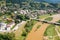 Aerial virew of Piwniczna-Zdroj in summer. Beskid Sadecki, Poland.