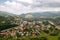 Aerial virew of Piwniczna-Zdroj in summer. Beskid Sadecki, Poland.