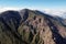 Aerial volcanic landscape formed by the crater of a volcano in Guimar, Tenerife, Canary Islands. High quality photo.