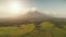 Aerial volcano erupt at sun light. Nobody nature landscape at Legazpi town, Mayon mount, Philippines