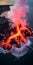 Aerial Volcano Photography: Stunning Beach View With Lava In The Ocean