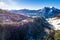 Aerial walchensee lake in bavaria in Winter