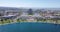 Aerial water front view of metro center tower in foster city