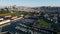 Aerial waterfront View of Downtown San Francisco at Sunset, Camera Pan left