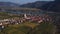 Aerial of Weisenkirchen, Wachau valley, Austria.