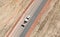 Aerial of white pickup truck on country road