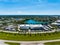 Aerial wide angle drone photo Porsche West Broward a luxury automotive dealer