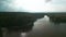 Aerial wide drone shot of Starved Rock State Park and illinois river