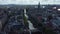 Aerial Wide View of Amsterdam, Netherlands on cloudy Day