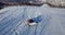 Aerial wiev: Snow groomer, Ratrak in work, Carpathian, Ukraine