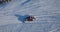 Aerial wiev: Snow groomer, Ratrak in work, Carpathian, Ukraine