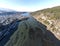 Aerial winter panorama of Pancharevo lake, Bulgaria