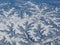 Aerial winter snow landscape view of rural and city land between Minneapolis Minnesota and Indianapolis Indiana with stark contras