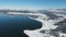 Aerial winter view of Batak Reservoir, Bulgaria