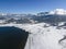 Aerial winter view of Batak Reservoir, Bulgaria