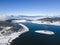 Aerial winter view of Batak Reservoir, Bulgaria