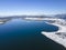 Aerial winter view of Batak Reservoir, Bulgaria