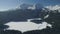 Aerial winter view of snow covered Black lake in Durmitor mountains national park