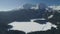 Aerial winter view of snow covered Black lake in Durmitor mountains national park